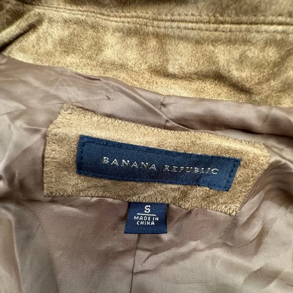 Vintage 2003 Banana Republic Suede Leather Zip Bomber Jacket Mens Small Brown